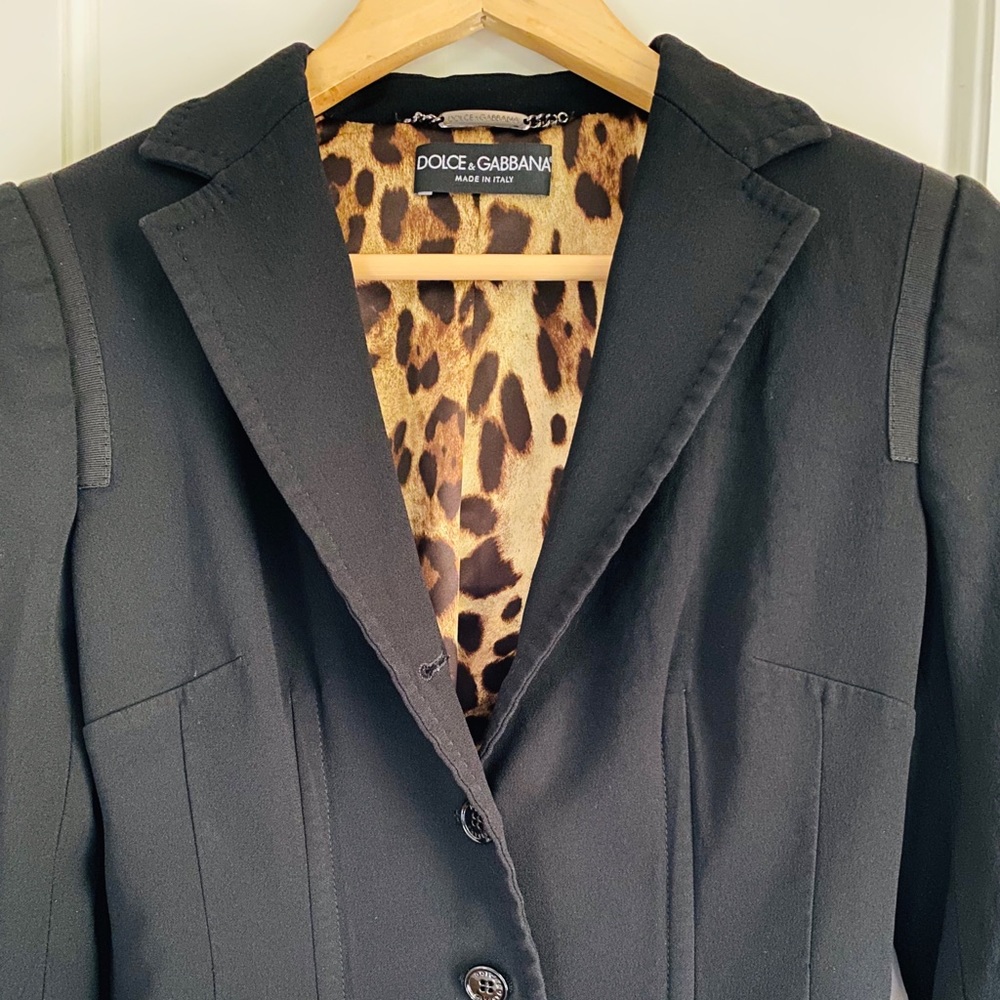 Dolce & Gabbana Black and Leopard Blazer
